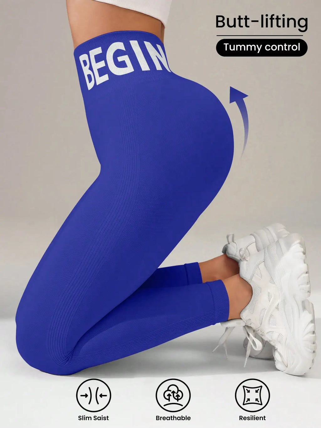 Europäische und amerikanische nahtlose Yoga-Leggings mit Bund-Schriftzug, Po-Lifting, schnelltrocknende, atmungsaktive Damen-Tights für den Sport