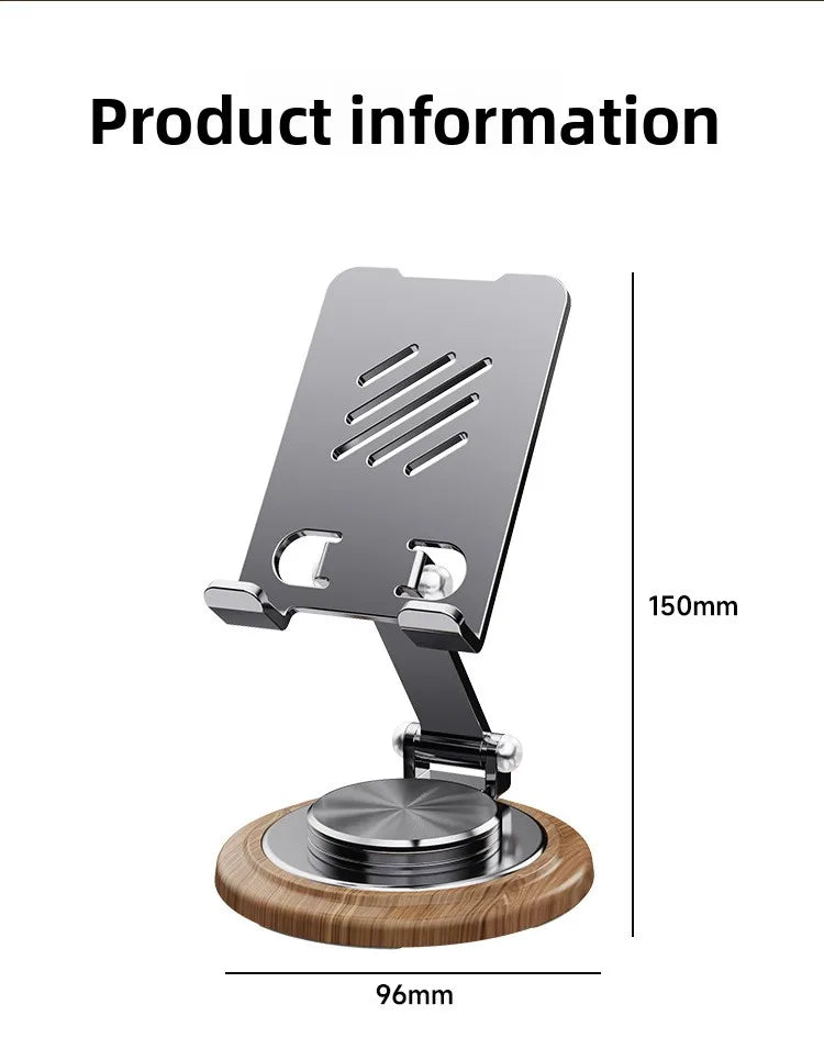 Handyhalterung aus schwarzem Walnussholz, Metallständer, 720° drehbar, faltbar, Desktop-Ständer, einfache Aufbewahrung für Mobiltelefon und Tablet-Halter