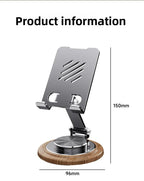 Handyhalterung aus schwarzem Walnussholz, Metallständer, 720° drehbar, faltbar, Desktop-Ständer, einfache Aufbewahrung für Mobiltelefon und Tablet-Halter