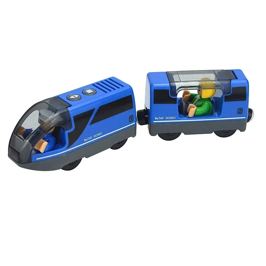 Holzzugspielzeug Zugstrecke Magnetischer Satz Elektrische Lokomotive Druckguss-Modellauto Passt auf alle Holzmarken Schienen für Kinder