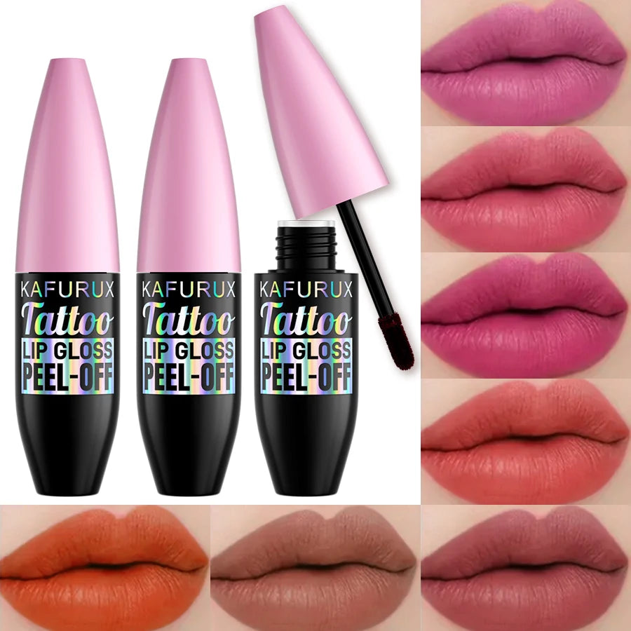 7 Farben Wasserdichtes Lip Tint zum Abziehen Lipliner Tattoo Lipgloss Lang Anhaltend Matt Rosa Rot Braun Kontur Make-up Lippenflecken Geschenk