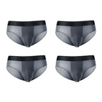 4er-Pack LORIEN CREST Eisseide Herrenunterwäsche nahtlos ultradünn doppellagiger Schritt atmungsaktive Herrenslips mittlere Leibhöhe sexy&leicht