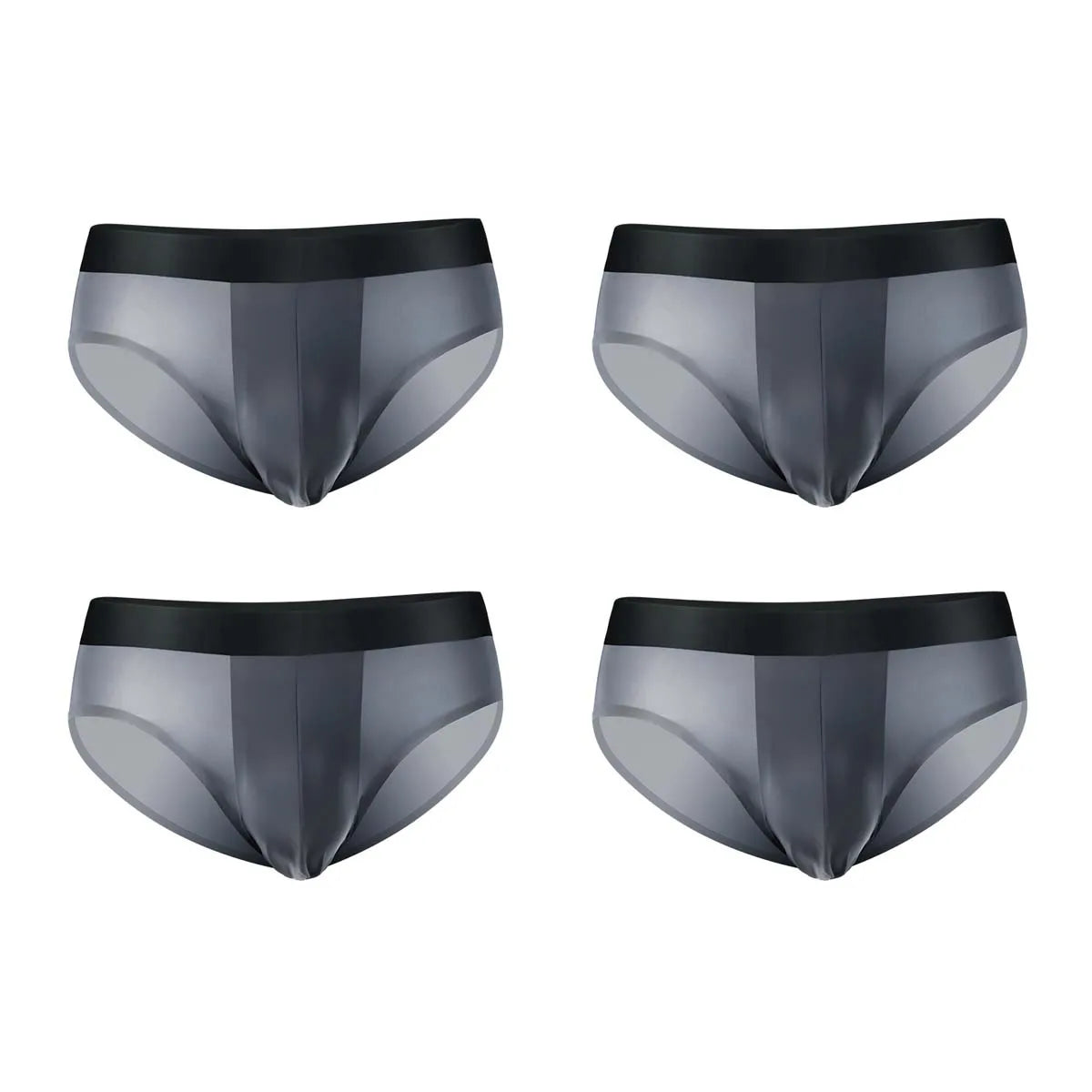 4er-Pack LORIEN CREST Eisseide Herrenunterwäsche nahtlos ultradünn doppellagiger Schritt atmungsaktive Herrenslips mittlere Leibhöhe sexy&leicht