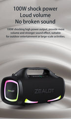 ZEALOT S79 Bluetooth-Lautsprecher 100W Tragbarer Subwoofer HiFi Dual Pairing Schnellladung 24000mAh Akku