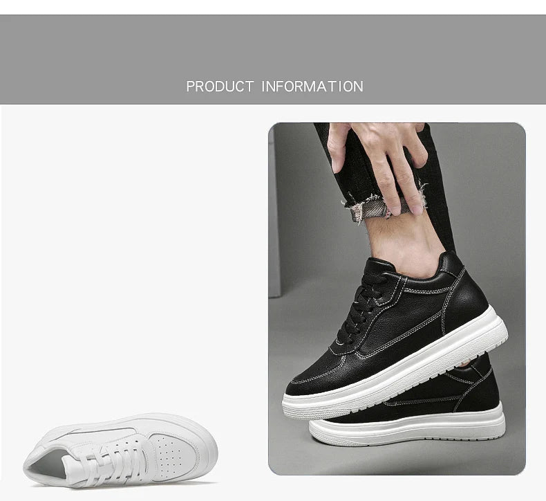 Hochwertige Herren-Sneaker, erhöhte Herrenschuhe, modische Freizeitschuhe, bequeme Leder-Sportschuhe, Höhenzunahme 6/8/10 cm