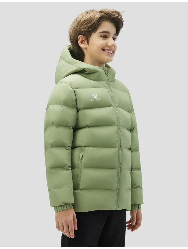 Kelme Children's Warm Cotton Jacket Winter Football Training Cotton Jacket Student Sports Down Jacket Coat