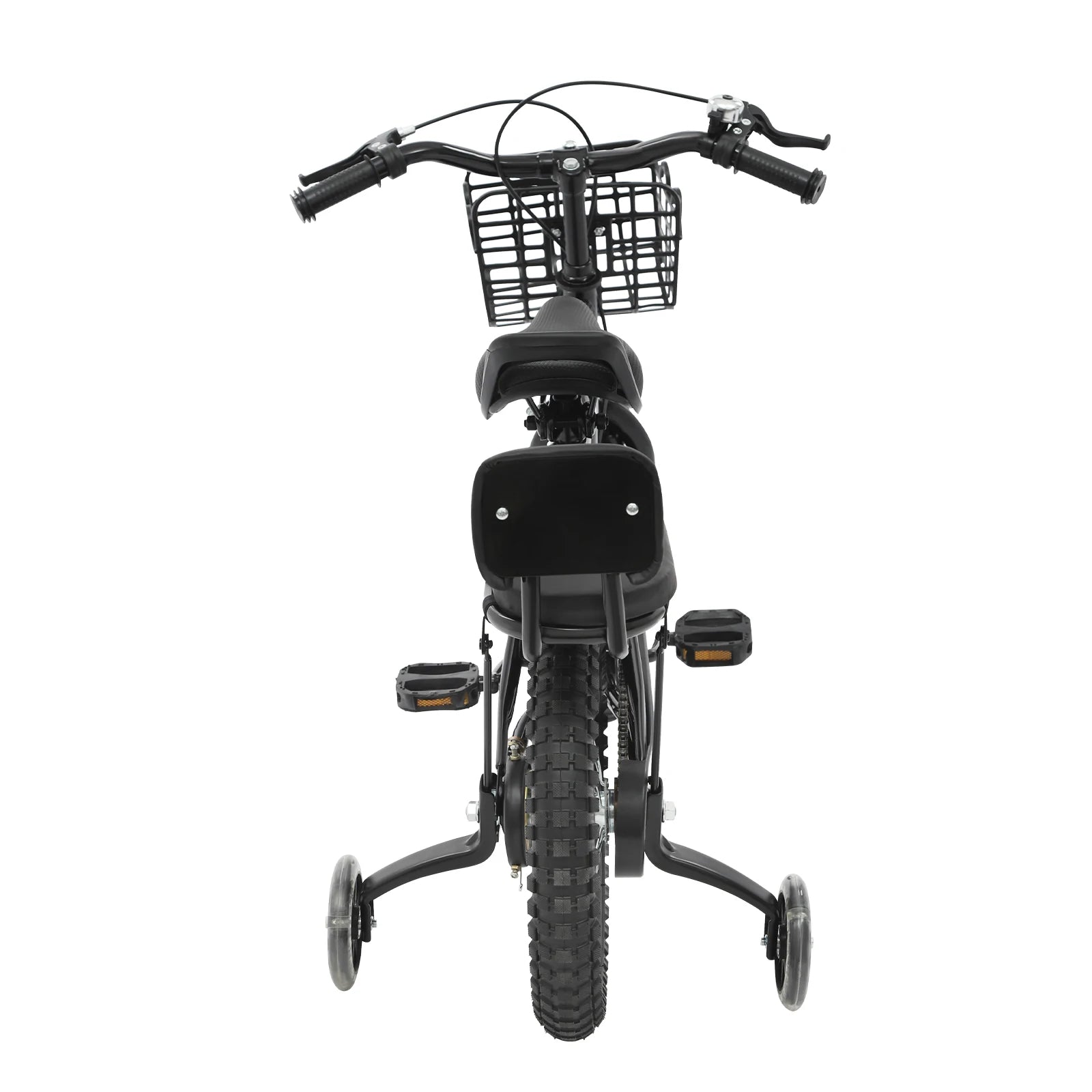 14" Kinderfahrrad Verstellbares Kinderfahrrad Belastbarkeit 60kg mit Stützrädern+Korb+Rückenlehne Rücksitz für 3-7 Jahre (Weiß/Schwarz)