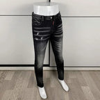 Street Fashion Herren Eng Schwarz Grau Jeans Retro Elastische Schlankmachende Split-Style Jeans Herren Retro Designer Brand Jeans Hombre