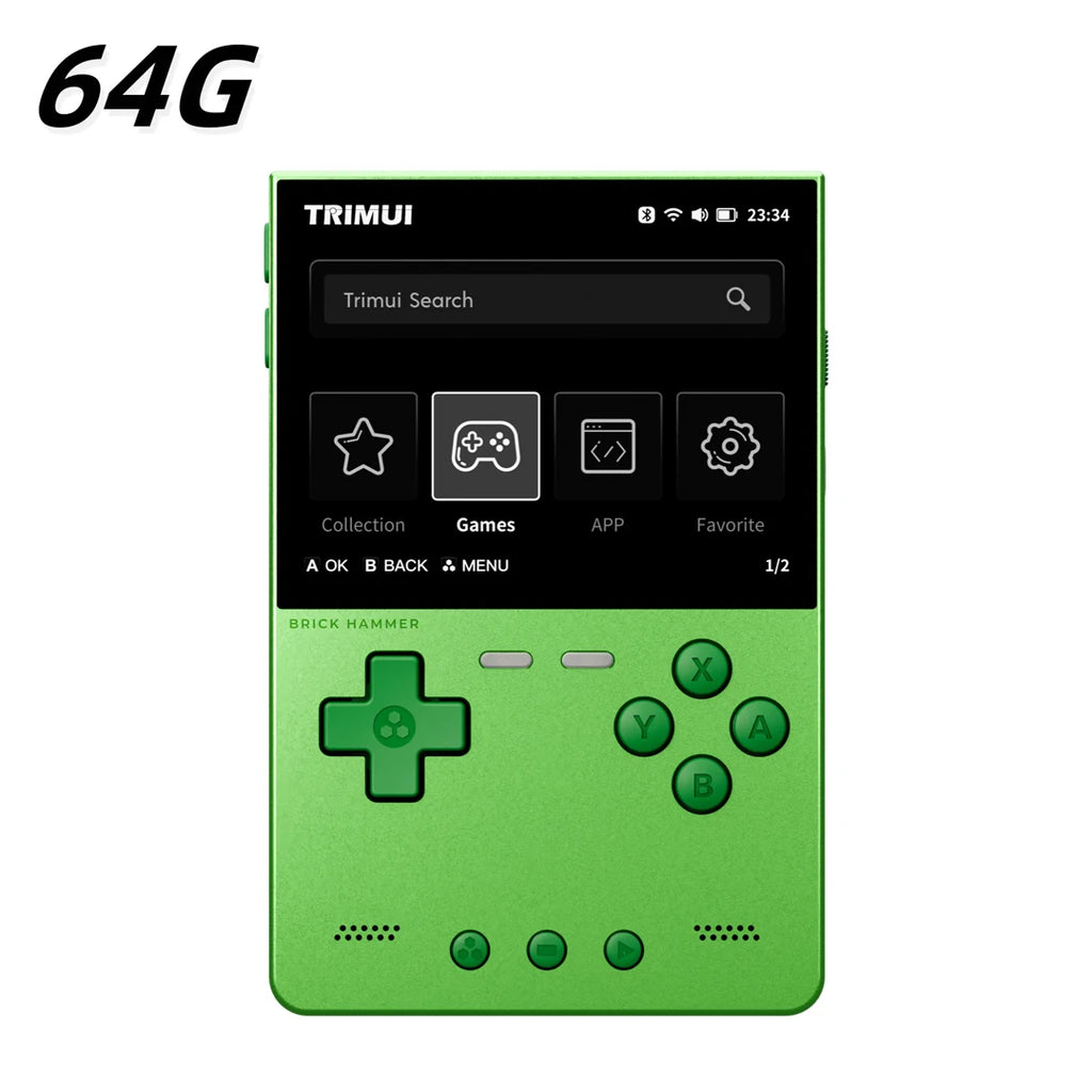 NEUE TRIMUI BRICK Hammer Handheld-Spielkonsole 3,2'' IPS-Bildschirm Linux-System Metallgehäuse Tasten-LED-Beleuchtung Kostenlose Tastenkappen-Geschenke
