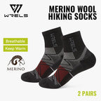 WRELS 1/2/3 Paar Merinowollsocken Wander-Laufsocken Atmungsaktiv Gepolstert Schweißableitend Warm Thermisch Kompressions-Wollsocken