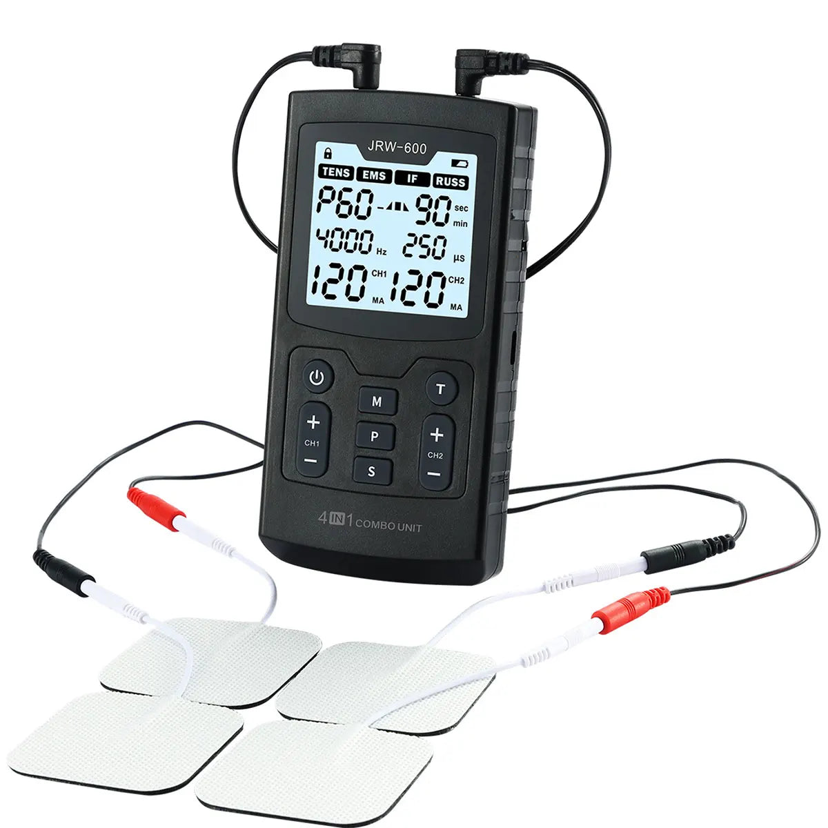 60 Massage-Modi 4-in-1-Elektromuskelstimulator-Kombination Physiotherapie 4000Hz EMS IFC RUSS TENS Impuls-Elektrostimulator