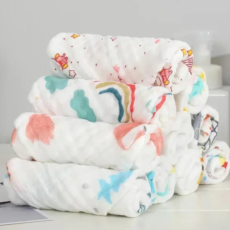 1/5 Stück Babygesichtshandtuch Musselin 6 Lagen Baumwolle Weiche Babytücher Taschentuch Baden Füttern Gesichtstuch Waschlappen Spucktuch