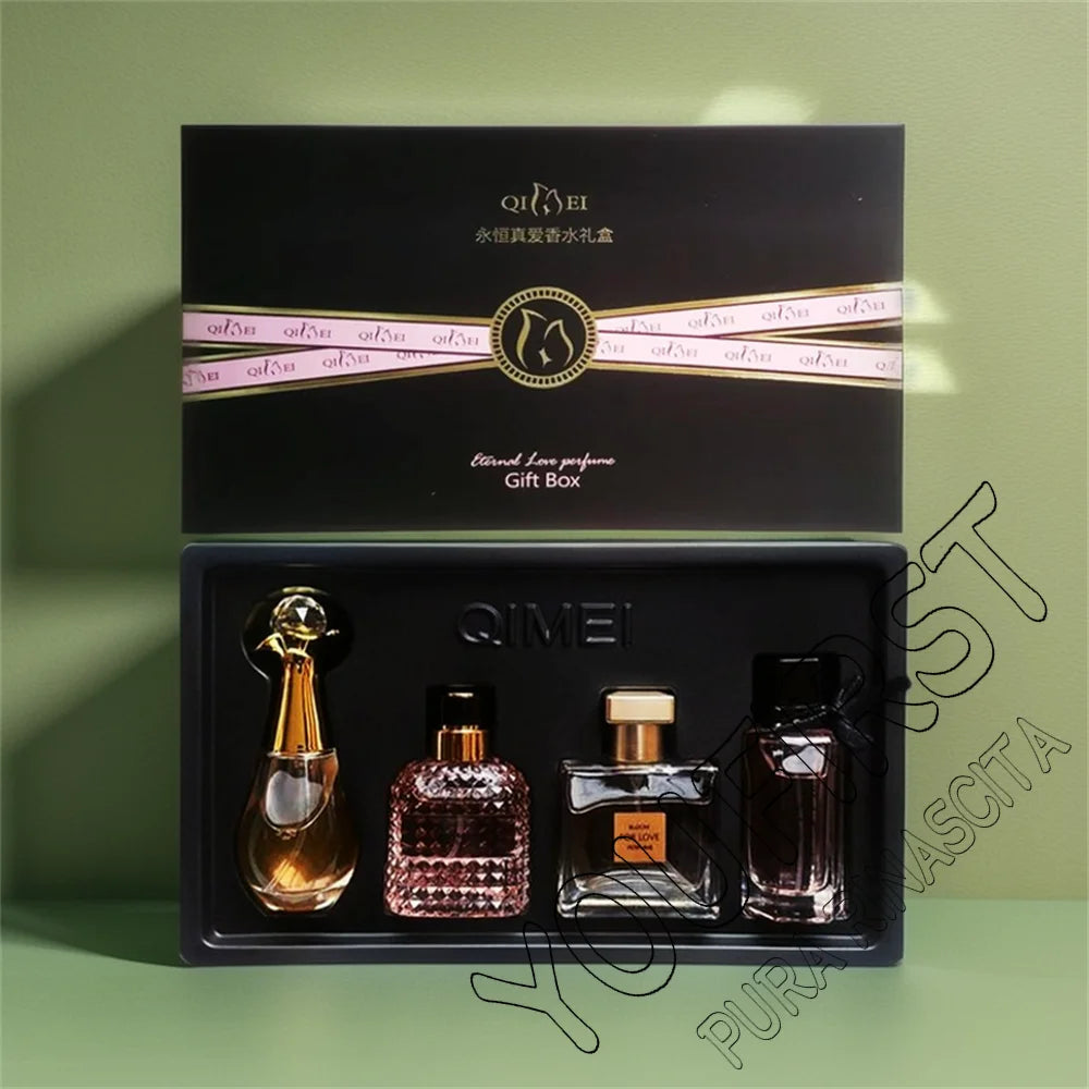 Luxusmarke Parfüm Damen Eau De Parfum Femme Geschenkbox 4-teiliges Set 100ml Parfums De Mujer Natürlicher Blumenduft Spray