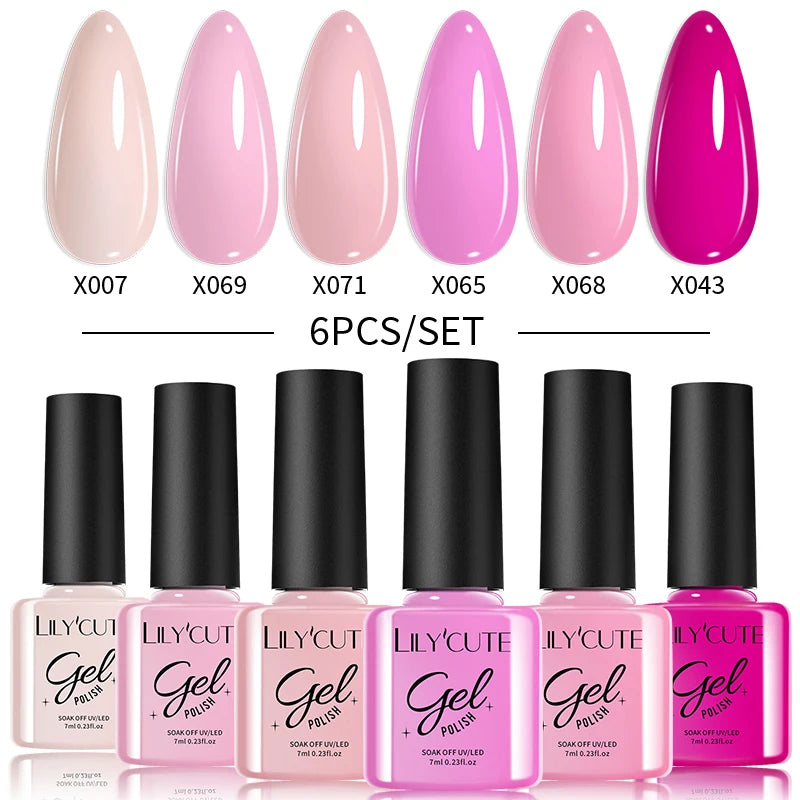 LILYCUTE 6PCS Gel-Nagellack-Set Sommer Neon Nagellack-Gel-Kits für DIY Nagel Semi-Permanenter UV-Lampe Gellack Nagellack-Set