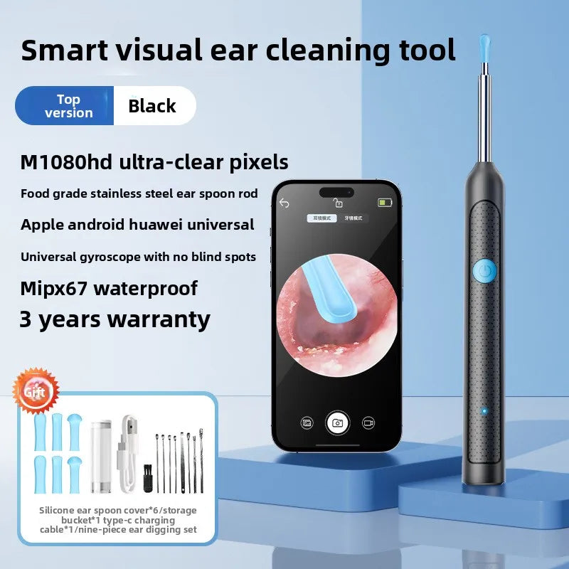 Visueller Ohrenschmalzentferner mit Kamera Sicherer Ohrenschmalz-Entfernungs-Endoskop mit 5M-Kamera Leuchtendes Otoskop Ohrenreinigungs-Tools Ohrenpflege