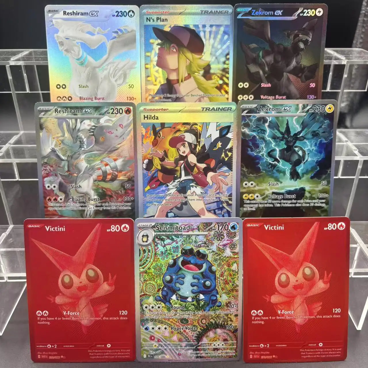 DIY PTCG Sammelkarten Zekrom Reshiram ex Victini Seismitoad Selbstgemachte Einzelkarte Klassisches Spiel Anime Karte Geschenk Spielzeug Hauptbild
