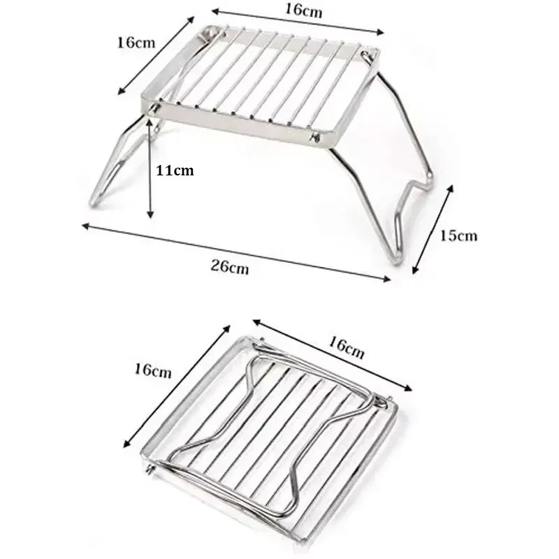 Outdoor Edelstahlkocher Halterung Camping Tragbarer Klappbarer Mini Grillrost Set Topfhalter Backblechhalter