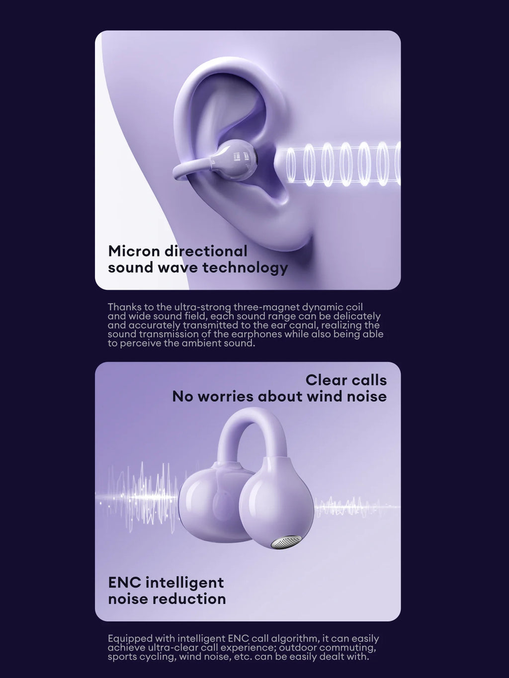 Lenovo LK6 Over-Ear Kabellose Bluetooth 5.4 Kopfhörer Klangqualität Rauschunterdrückung Ohrclip-Kopfhörer Lange Ausdauer Headsets