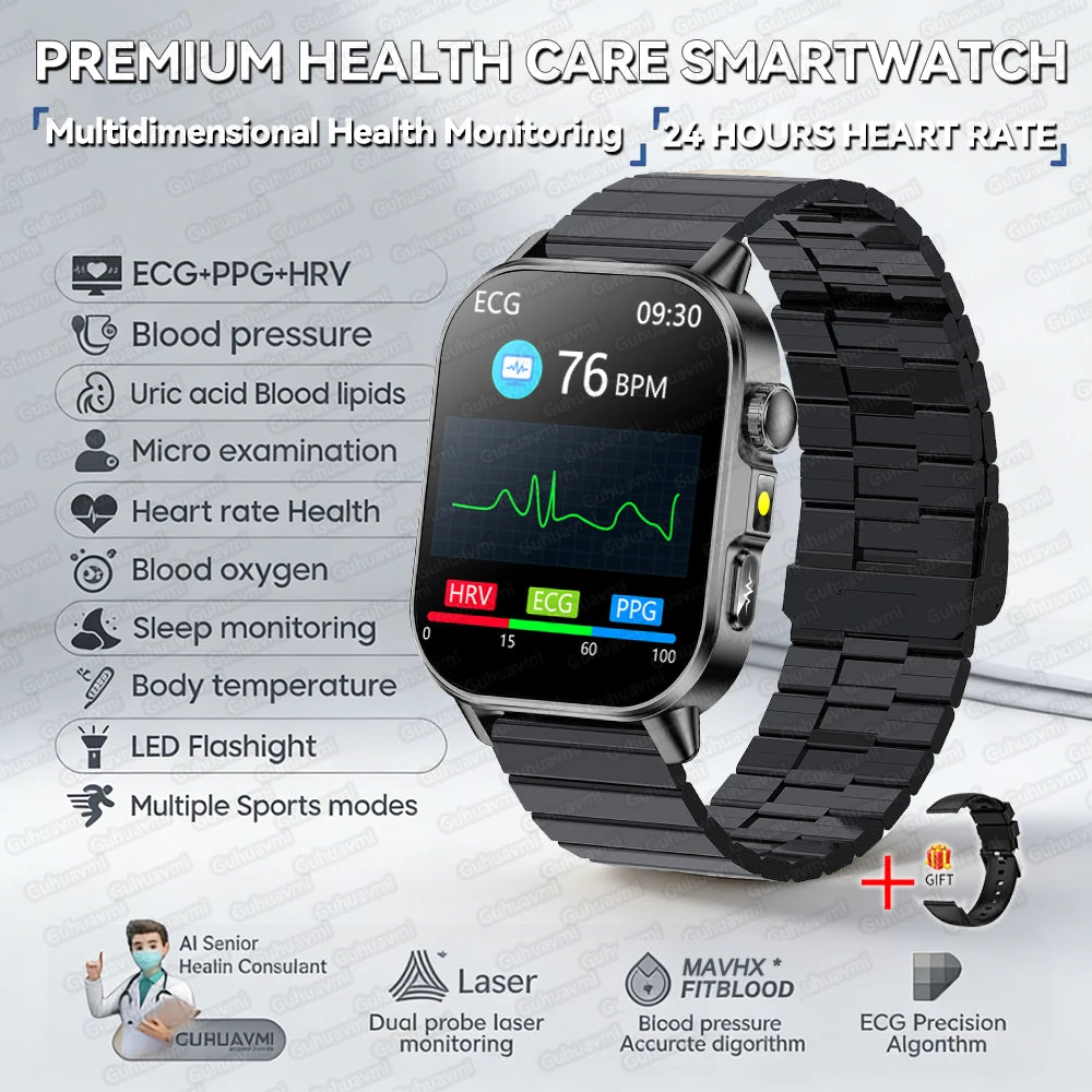 Neue präzise Gesundheits-Smartwatch EKG+HRV Harnsäure Blutfette Emotionswahrnehmung Bluetooth-Anruf Smartwatches für Männer und Frauen