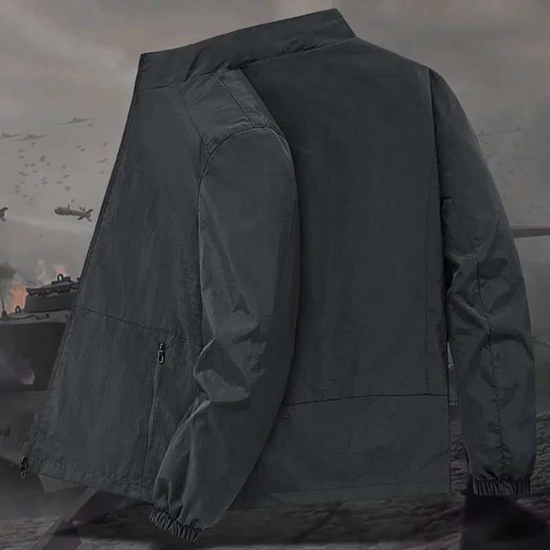 Herren Stehkragenjacke Frühling Atmungsaktiv Leicht Anti-Falten Windjacke Outdoor Sport Freizeit Schnelltrocknende Arbeitsjacken