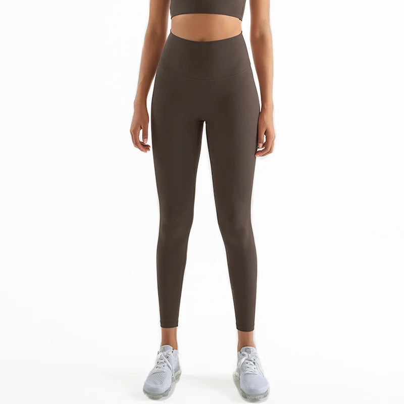 SOISOU Nylon Yogahosen Gym Leggings Damen Mädchen Fitness Weiche Strumpfhosen Hohe Taille Elastisch Atmungsaktiv Keine T-Linie Sporthosen
