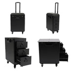 Rollender Make-up-Trolley mit Tattoo-Armlehnenständer, Beauty-Trolley mit 3 Schubladen, 4 Universalrädern und Zahlenschloss