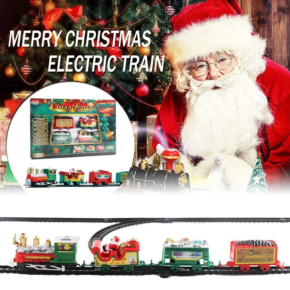 Elektrische Weihnachtszug-Spielzeugset mit Licht und Sound, Zugschienen-Set, DIY-Eisenbahnschienen, Lernspielzeug für Kinderparty und Weihnachtsgeschenke