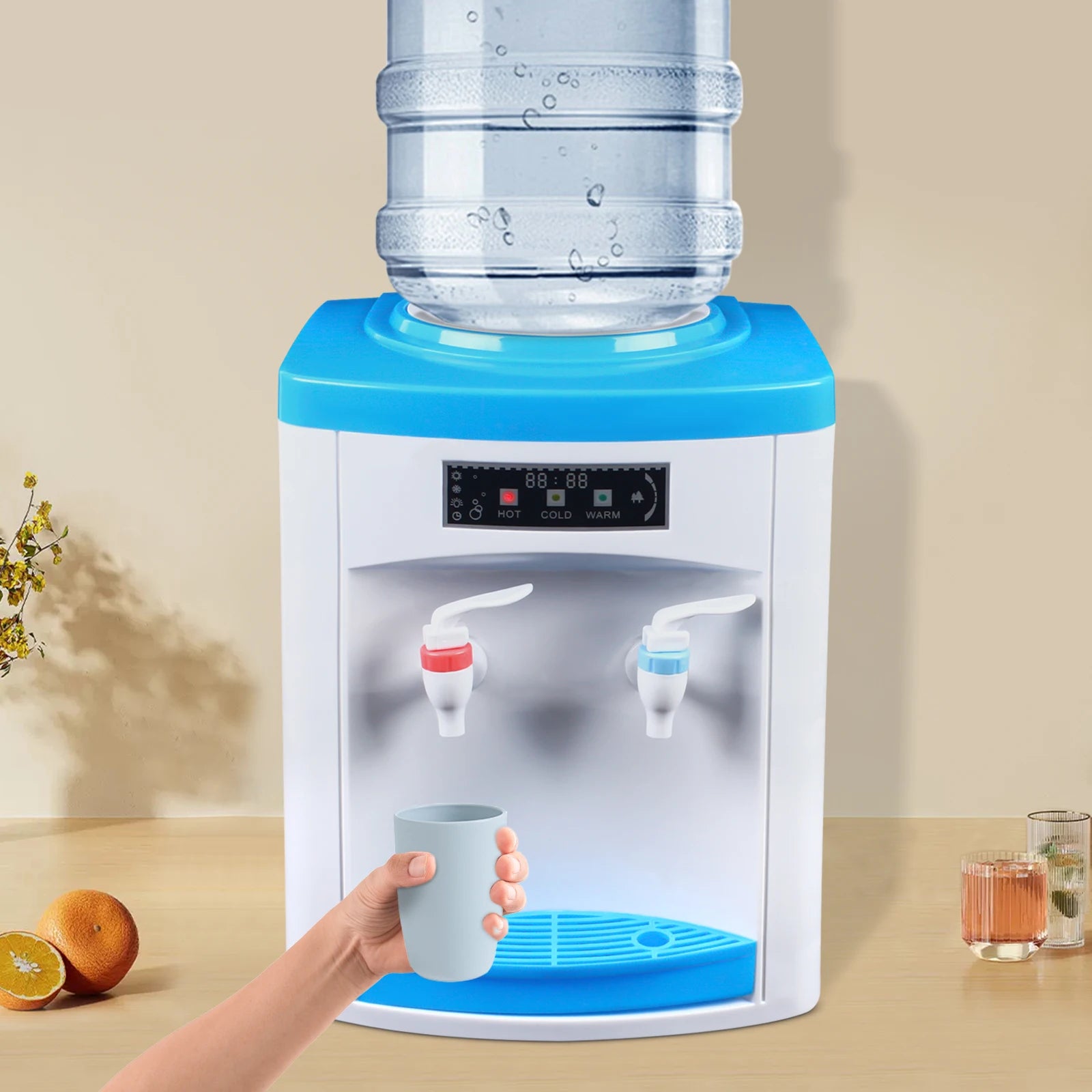 Kompakter Heiß- und Kaltwasserspender, energiesparender Tisch-Wasserspender aus Edelstahl, Mini-Trinkstation für Büro und Zuhause