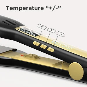 KIPOZI Professioneller Titan-Glätteisen mit digitalem LCD-Display, Dualspannung, sofortige Aufheizfunktion, Lockenstab
