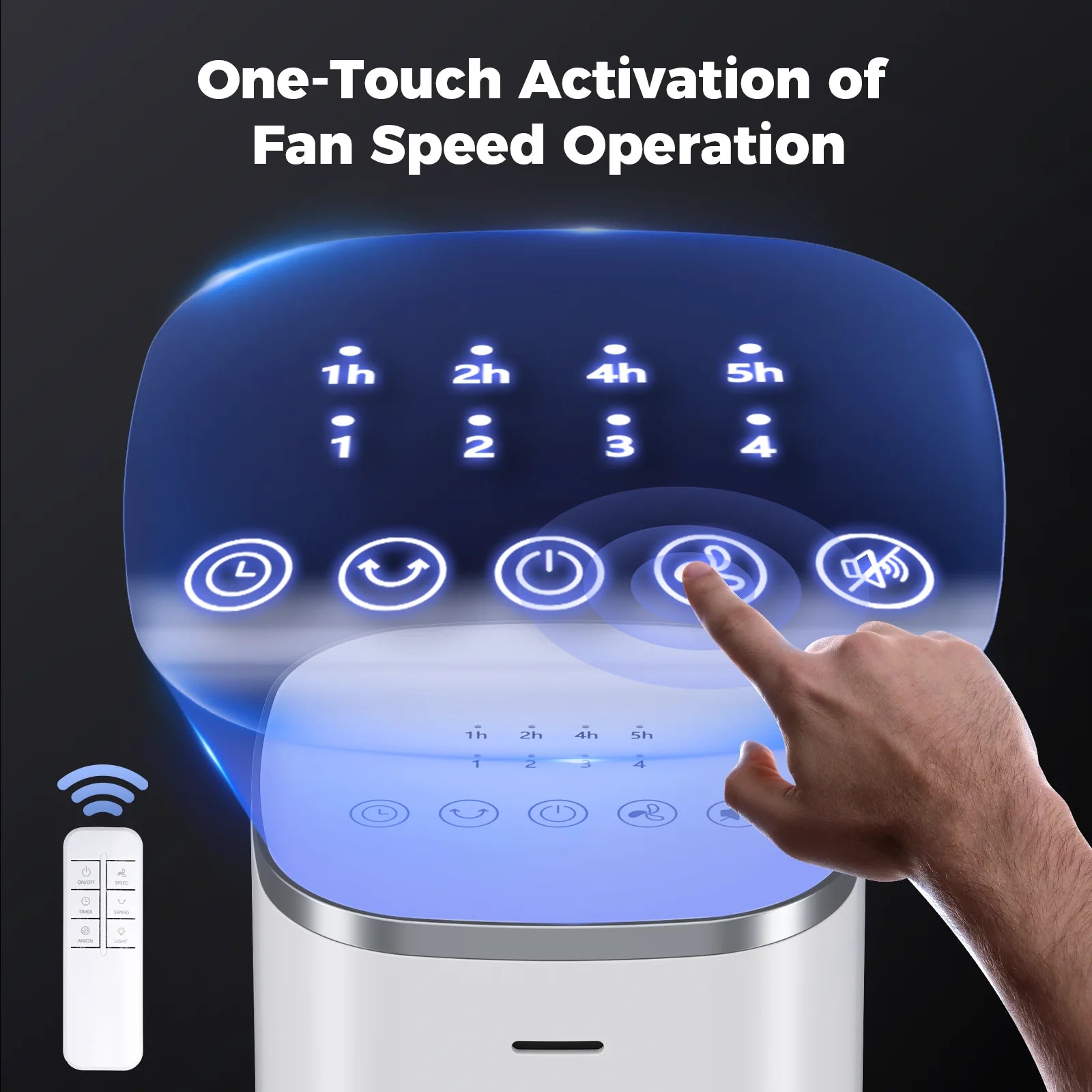 Patbrela 40-Zoll elektrischer Turmventilator, 4 Geschwindigkeiten, 51° Oszillation, Fernbedienung, 12H Timer, 45W mit Touch-Steuerung Zweitbild