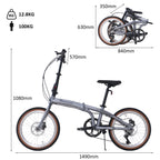 EVERCROSS TECH 20 Zoll Klapprad-7 Gänge-Rahmen Ultraleichtes Aluminium-Scheibenbremse-EM1