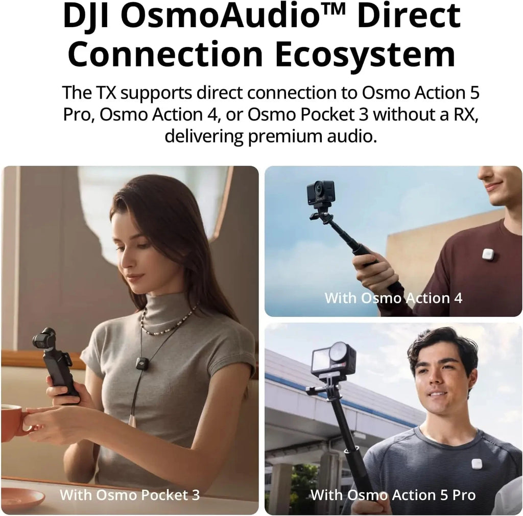 DJI Mic Mini Funkmikrofon (2 Sender + 1 Empfänger) / (1 Sender + 1 Empfänger) mit intelligenter Geräuschunterdrückung und hochwertiger Audioqualität