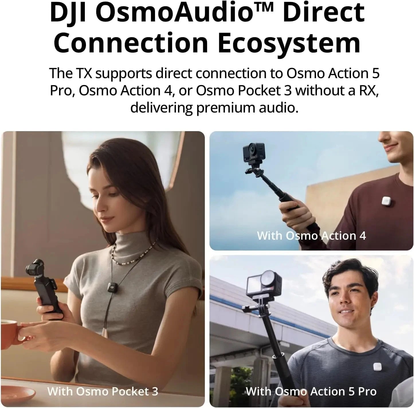 DJI Mic Mini Funkmikrofon (2 Sender + 1 Empfänger) / (1 Sender + 1 Empfänger) mit intelligenter Geräuschunterdrückung und hochwertiger Audioqualität