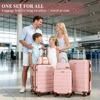 Premium 5-teiliges Hartschalen-Gepäckset, multi-Größen 20/24/28 Zoll Reise-Trolley-Koffer, leichtgängige 360°-Rollen mit TSA-Sicherheitsschloss, komplettes Reise-Set mit Handtasche & Kosmetiktasche