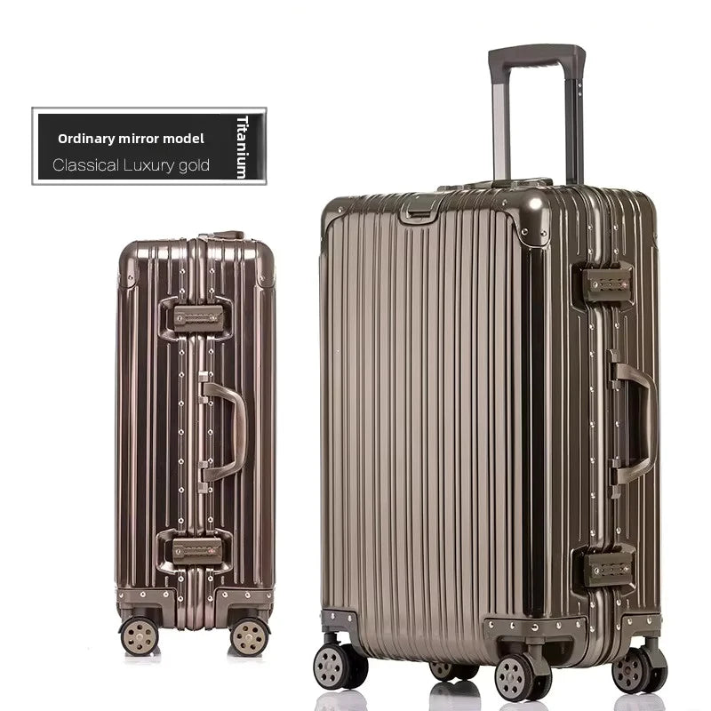 KLQDZMS Deutscher Koffer aus Aluminium-Magnesium-Legierung, 20 Zoll, Handgepäck, 28 Zoll, großes Fassungsvermögen, Reisekoffer aus Leder für Geschäftsreisen