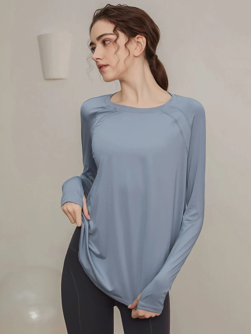 Lockere, schnell trocknende Sportoberteile, Damen-Langarmshirts, Yogabekleidung, atmungsaktive Lauf- und Fitnessbekleidung, figurformend