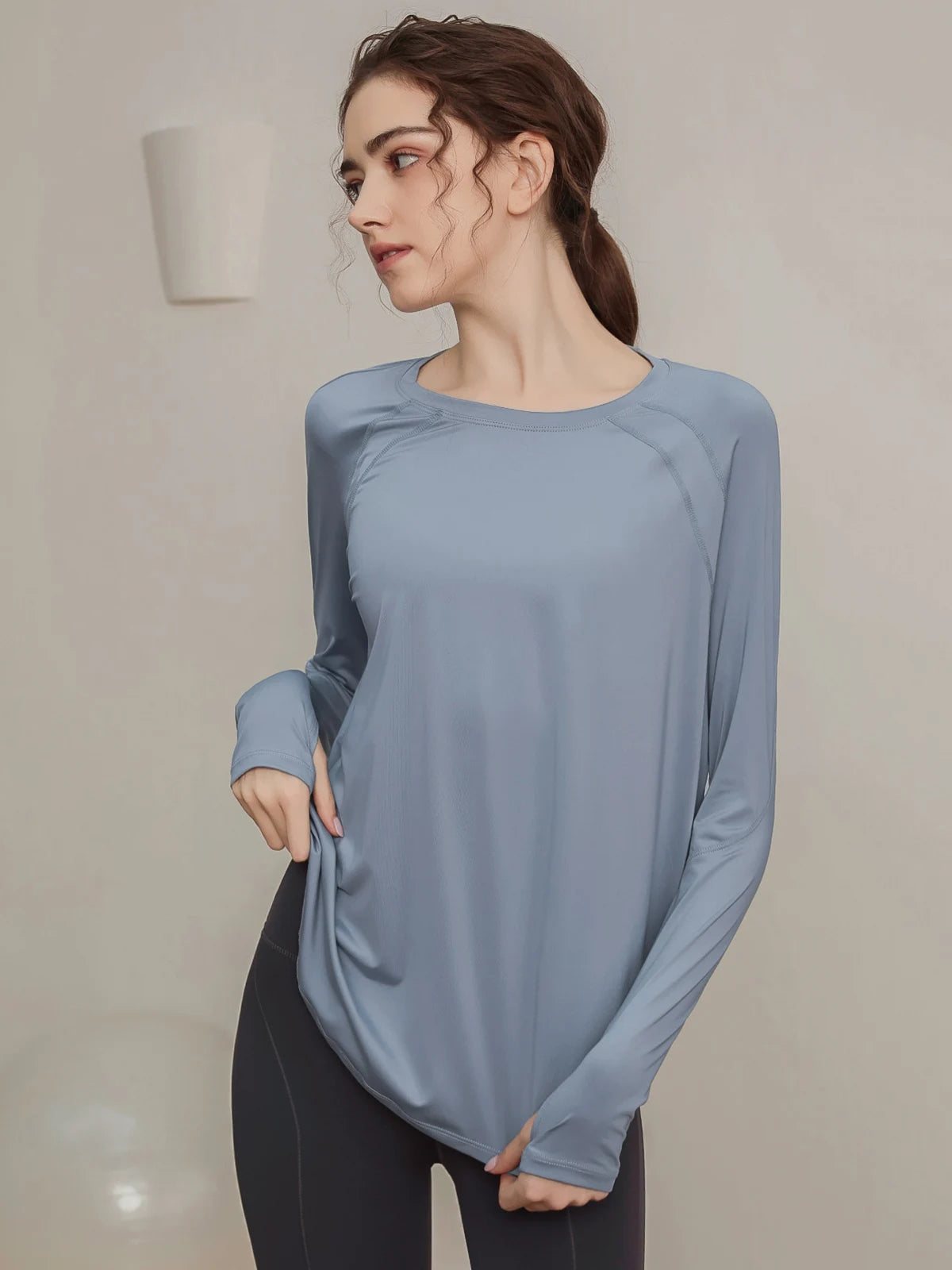 Lockere, schnell trocknende Sportoberteile, Damen-Langarmshirts, Yogabekleidung, atmungsaktive Lauf- und Fitnessbekleidung, figurformend
