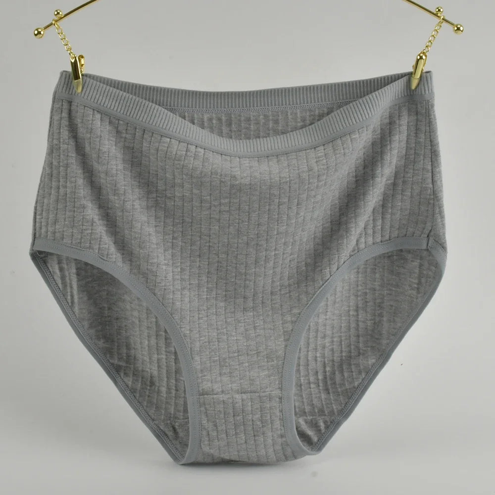 Weiche Baumwollhöschen mit hoher Taille Unterwäsche für Damen Atmungsaktive Übergröße Damen Slips Weibliche Dessous Unterhosen Höschen Gestreift