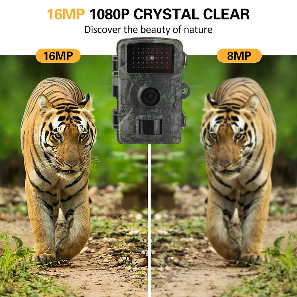 16MP 1080P Wildkamera Jagdkamera Überwachungskamera mit Bewegungsmelder IP66 Wasserdicht Infrarot Nachtsicht für Außenbereich