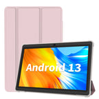 Pritom 7 Zoll Tablet PC, Android 13 Quad-Core, 4 GB (2+2 GB virtuell) RAM 32 GB ROM, WiFi, Dual-Kamera, USB C, mit Ledertasche