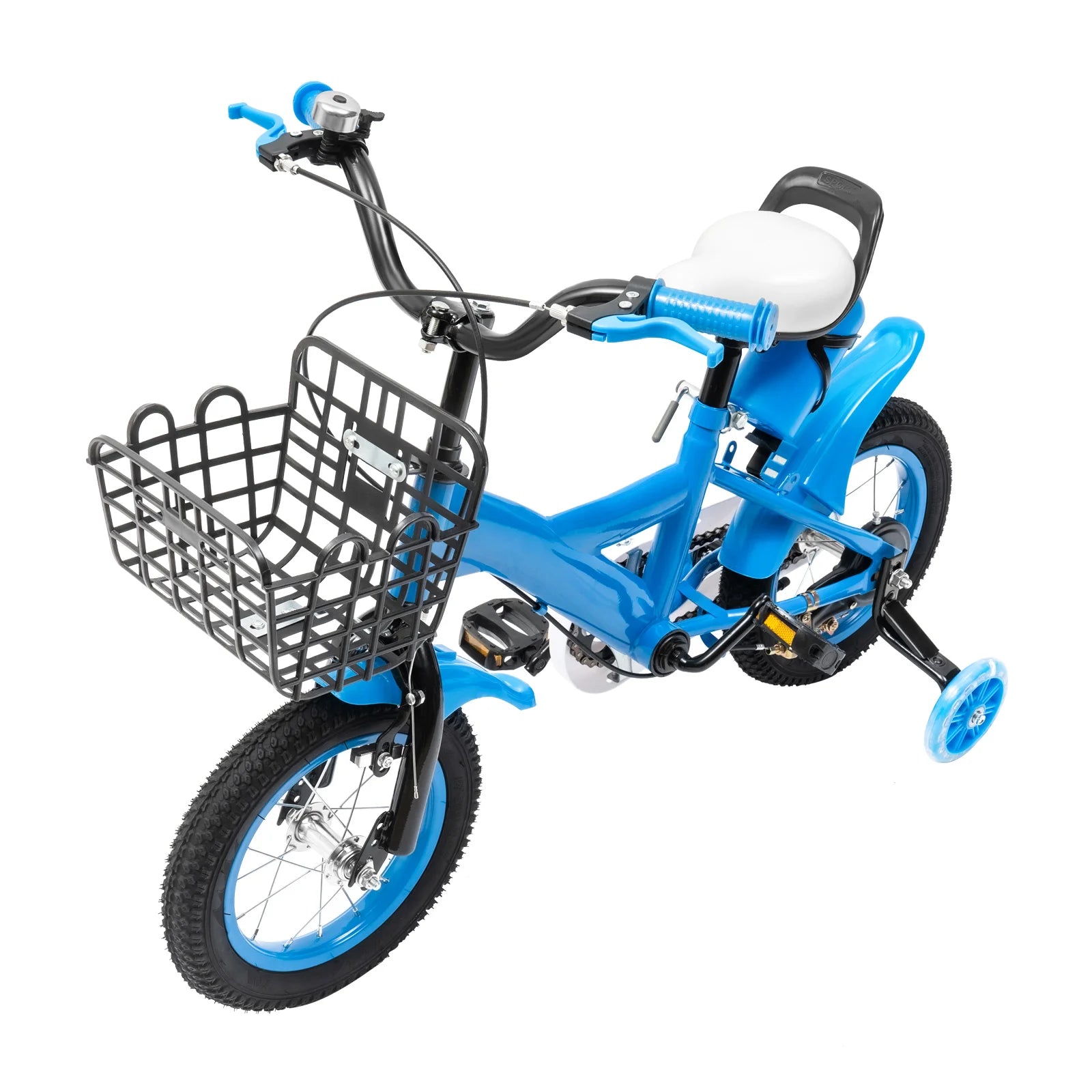 12-Zoll-Kinderfahrrad, Blau, Stabiles Radfahren, Zuverlässiges Bremssystem, Weicher Sitz für Kleinkinder von 2-4 Jahren