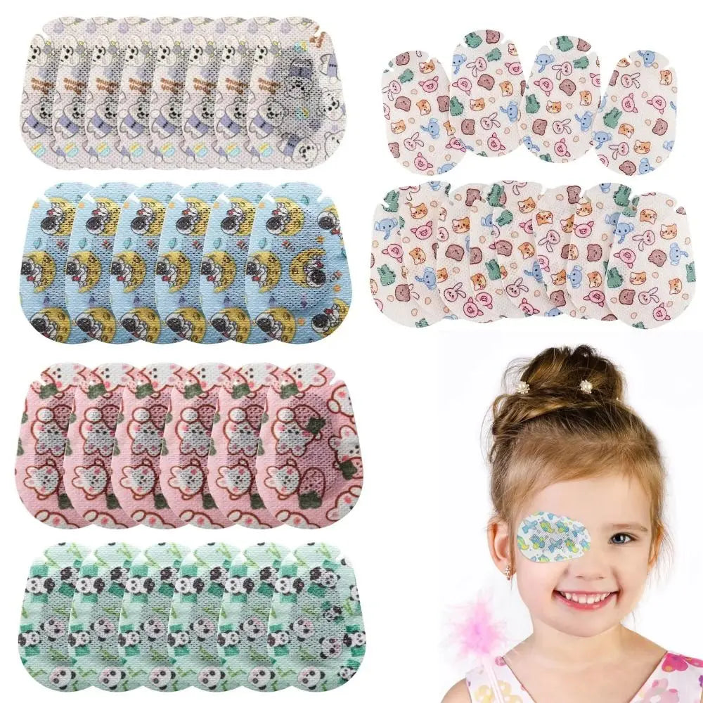 20 Stück Augenklappen für Kinder mit Cartoon-Motiv, weich, hautfreundlich, Schielbehandlung, Einweg-Klebe-Sehpflegepflaster