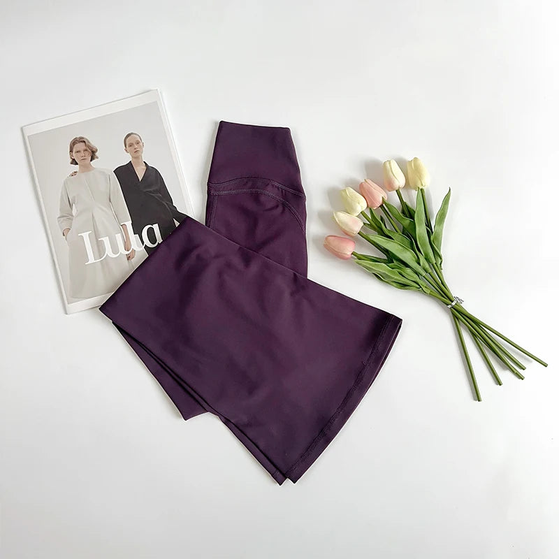Damen High-Waist Schlag-Yogahosen Bequeme Pilates-Laufleggings Stylische Fitness-Sporthosen