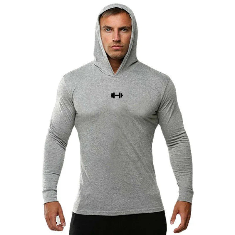 Gym Running Sport T-Shirts Herren Baumwolle Langarm Kapuzenpullover Kleidung Fitness Bodybuilding Muscle Hoodies Workout Jogging Shirts