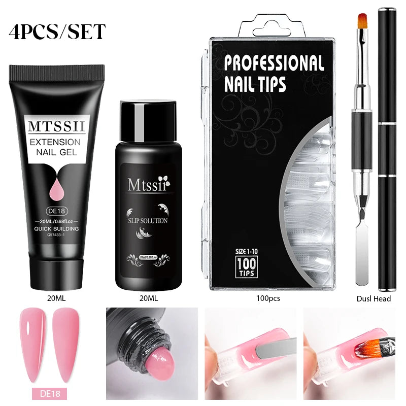 24-teiliges Set 20ml Poly Nail Extension Gel Kit Mini-UV-Lampe Versiegelung mit Basislack Überlack Professionelles Poly-UV-Nagelgel-Kit Starter-Kit