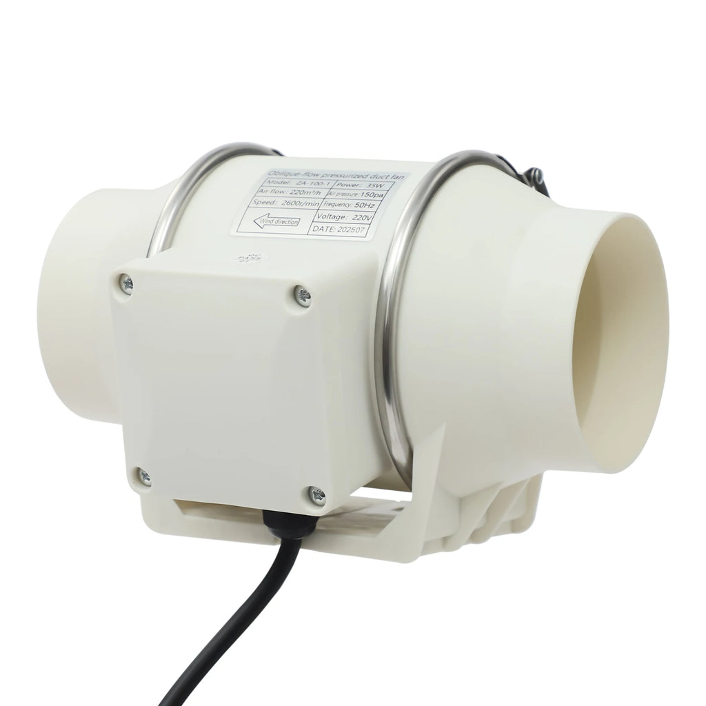 220V Abluftventilator, leiser Inline-Lüfter Abluftventilator für Küche/Bad/Nasszelle, 2600 U/min