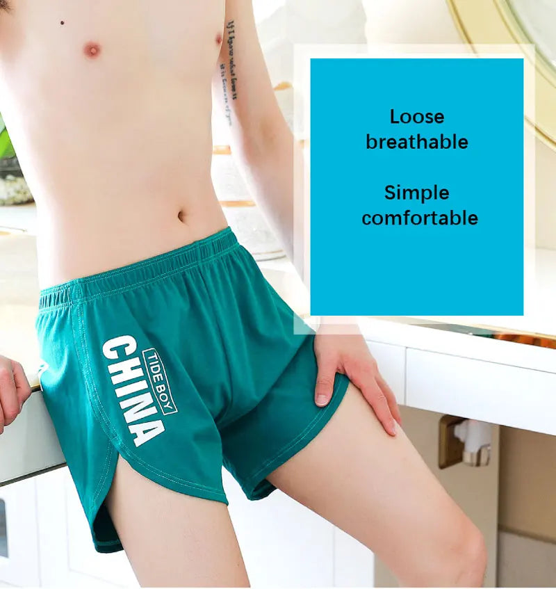 Fashion Locker Herrenunterwäsche 100% Baumwolle Weiche Mittelbund-Boxershorts Atmungsaktive Unterhosen Jungen Große Größen Boxershorts Schlafanzug