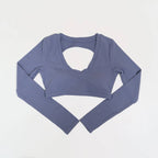 Neue Sommer Damen Rückenloses Langarm Yoga-Top Atmungsaktive weiche Sportbekleidung für Fitness-Training Bequeme Fitnesskleidung für Frauen