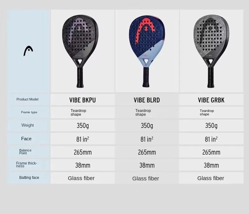 HEAD 2025 NEU Tennis-Padel-Schläger VIBE Serie Carbonfaser Eva Memory Flex Schaumstoffkern Padel-Tennisschläger Leichtgewicht