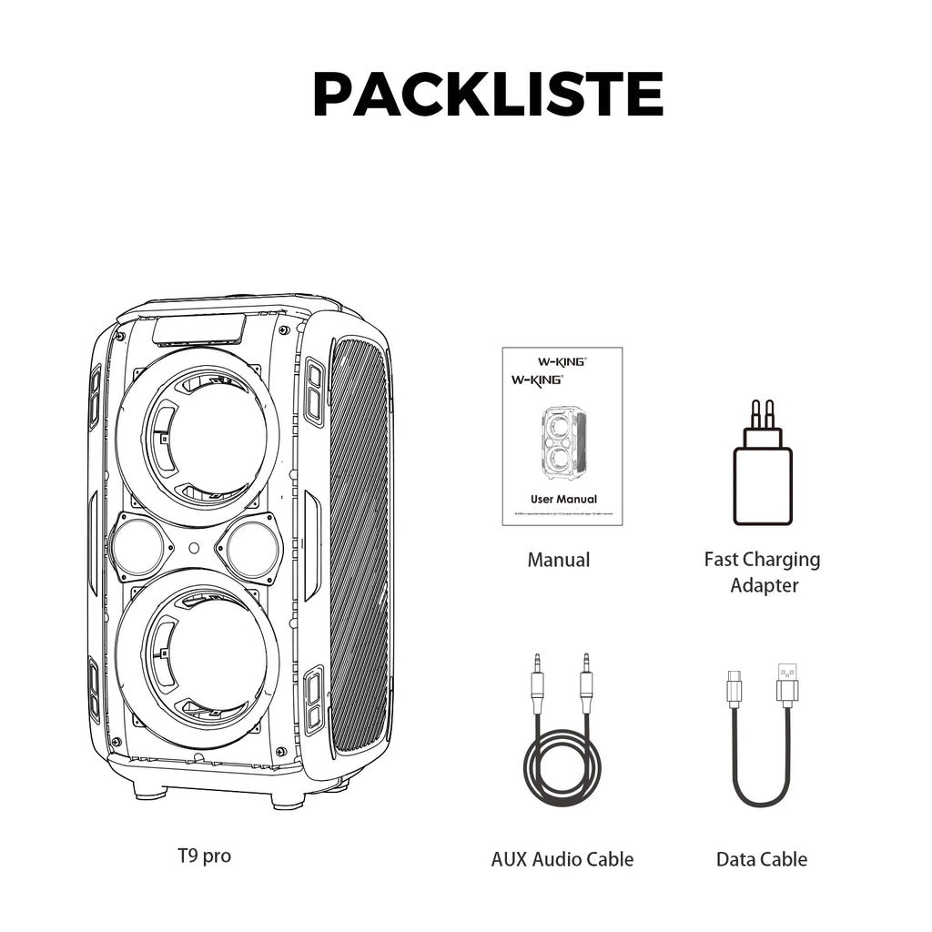 W-KING 250W PEAK Großer Bluetooth Lautsprecher Lauteste/Massive 120dB/12 Custom Bass, V5.3 Big Party Boombox Tragbarer Kabelloser Lautsprecher